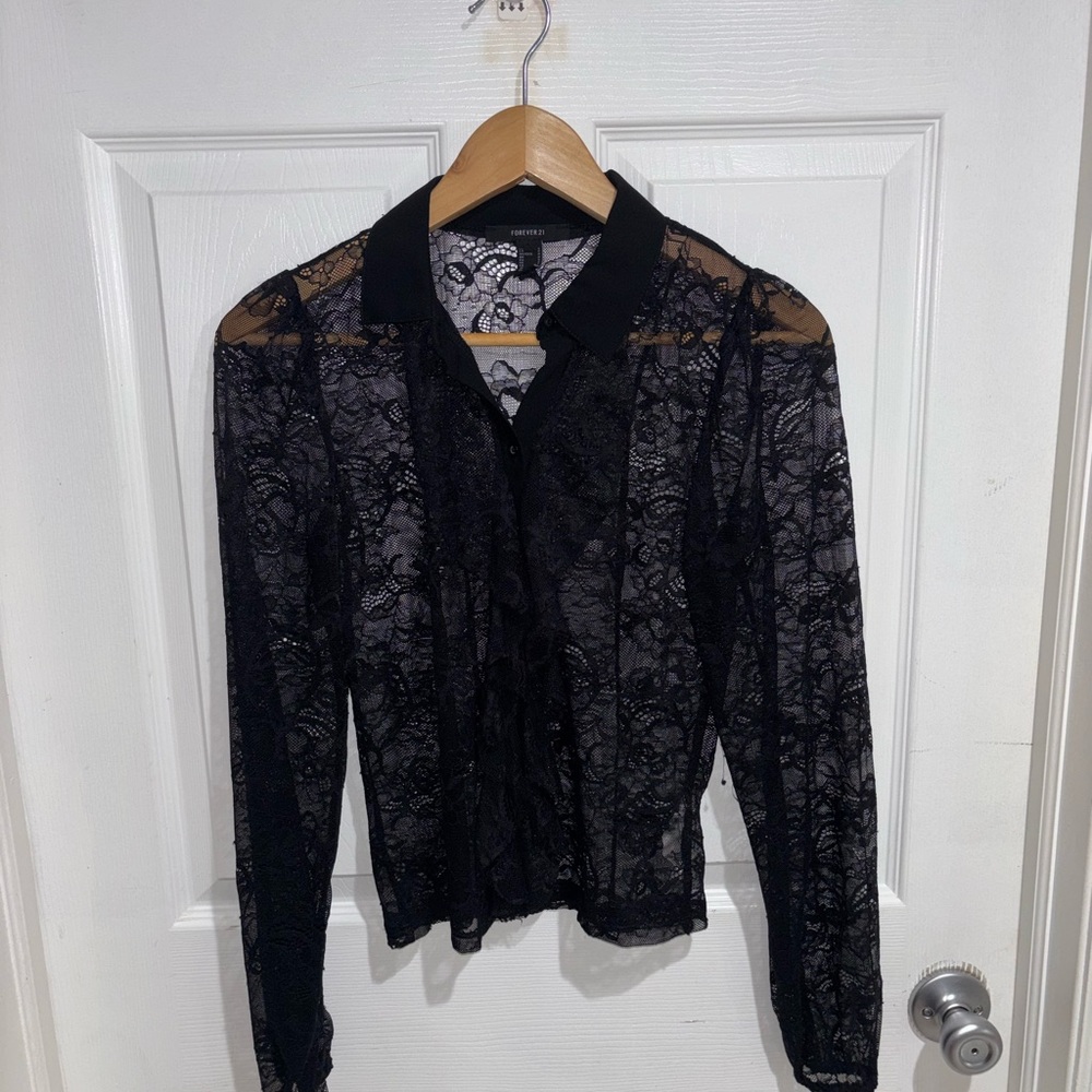 Forever 21 Black Lace Top